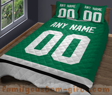 Custom Quilt Sets Dallas Jersey Personalized Ice hockey Premium Quilt Bedding for Boys Girls Men Women